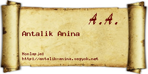Antalik Anina névjegykártya
